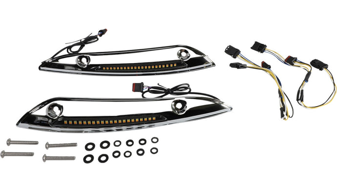 Custom Dynamics CD-RG-SWT-AW2-C Windshield Trim with LED Turn Signals - Chrome - Sequiential Turn Signal