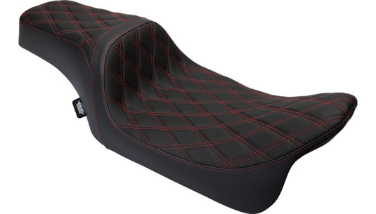Drag Specialties 0801-1491 Performance Predator 1-Up Seat - Double Diamond - Red Thread