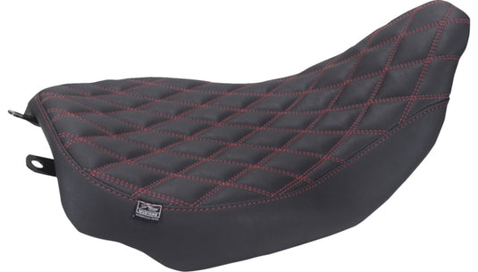 Mustang 88020DC Runaround Solo Seat - Double Diamond - Dark Cherry Stitch (Black)