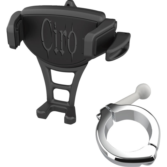 Ciro 50356 Constrictor Phone Holder - Black - Chrome 1-1/2in. Handlebar Mount