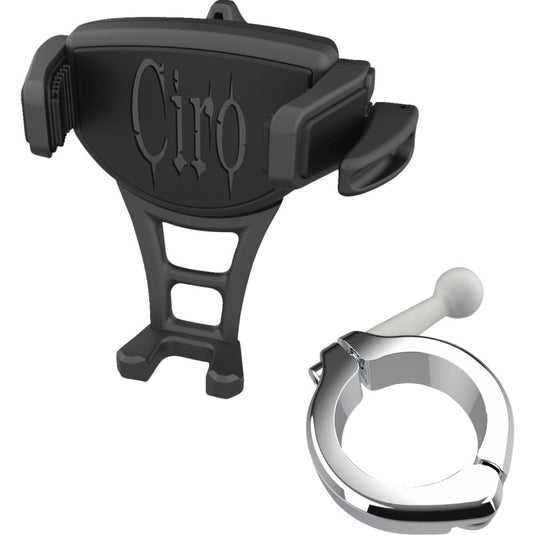 Ciro 50356 Constrictor Phone Holder - Black - Chrome 1-1/2in. Handlebar Mount