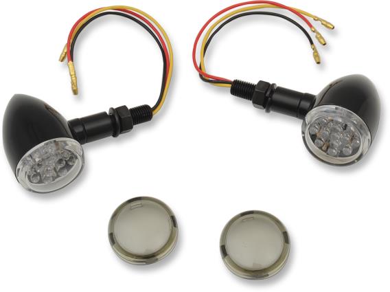 Drag Specialties 2040-1960 LED Mini Deuce Marker Lights - Amber LED with Clear/Smoke Lens - Gloss Black