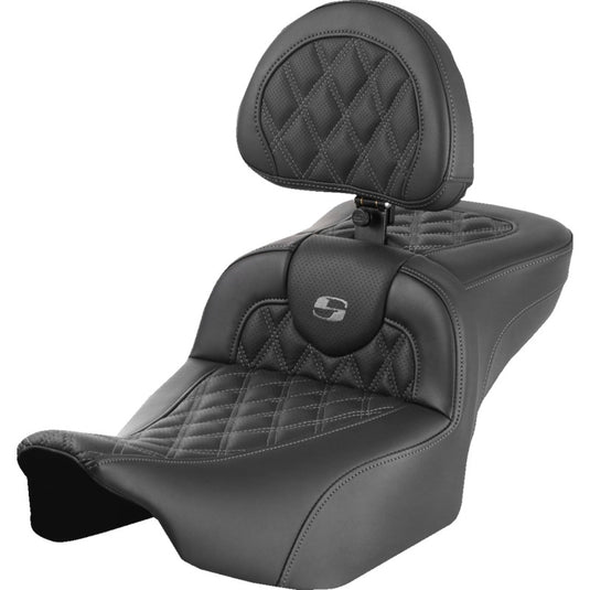 Saddlemen 823-07-184B2 Extended Reach Roadsofa LS Seat with Drivers Backrest - Gray Stitching