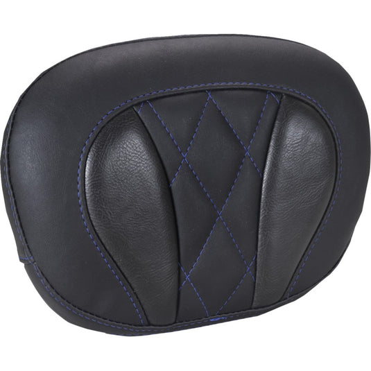 Mustang 88450SB Deluxe Sissy Bar Pad - Black/Sky Blue Diamond Stitching