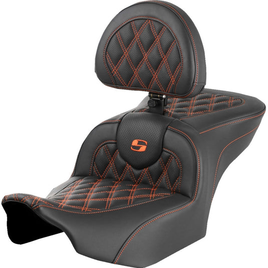 Saddlemen 823-07-182B3 Roadsofa LS Seat with Drivers Backrest - Orange Stitching