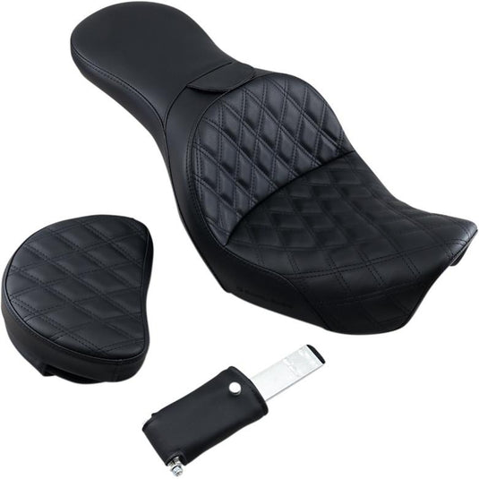 Saddlemen 806-04-030LS Explorer LS Touring Seat with Driver Backrest - Black