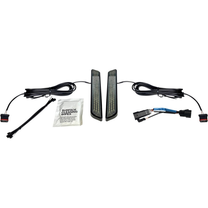 Custom Dynamics CD-FORK-SS8-SB LED Front Fork Lightz - Smoke Lens/Black Finish