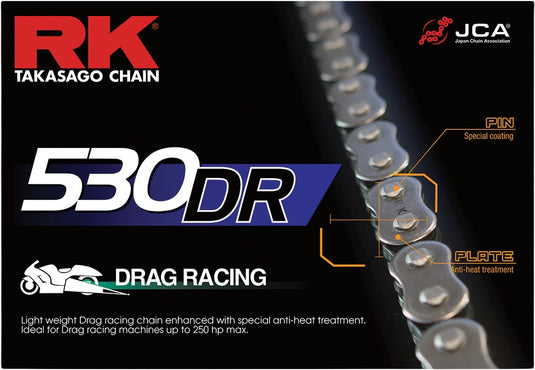 Excel 530DR-130 530DR Drag Racing Chain - 130 Links - Silver