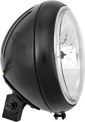 HardDrive L20-6084GDBE 7in. Grooved Black Headlight - Bottom Mount - 12v 60/55w H4
