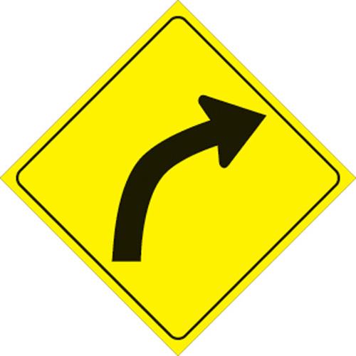 Voss 406 CUR YR 12x12in. Reflective Trail Sign - Right Curve Arrow (Yellow/Black)