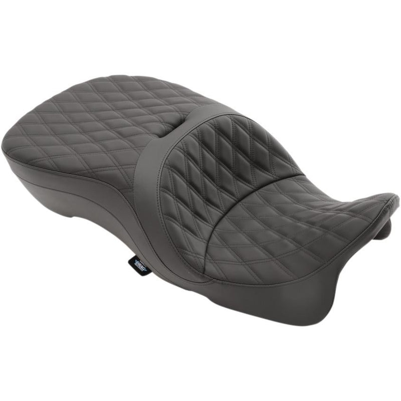 Drag Specialties 0801-1110 Forward Positioning Large Touring Seat - Double Diamond Stitch