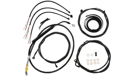 La Choppers LA-8056KT2-16M Complete Handlebar Cable/Brake & Clutch Line/Wire Kit - Midnight Braided