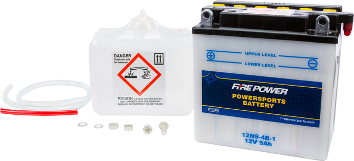 Fire Power 12N9-4B-1 Conventional 12V Standard Battery with Acid Pack