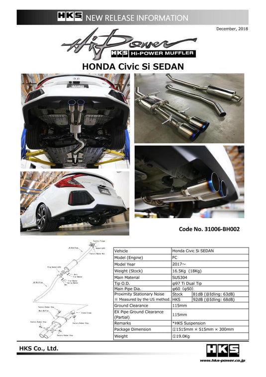 Hks 31006-BH002 HKS Exhaust - Hi-Power