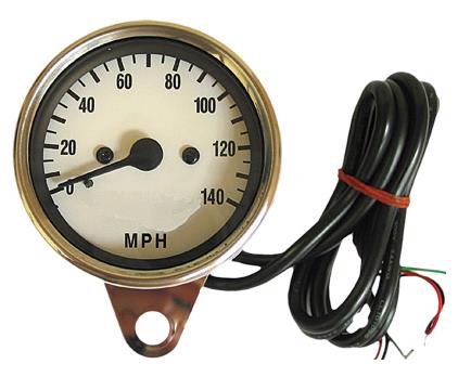 Harddrive 21-6885W Mini Speedo with Handlebar Clamp - White Face