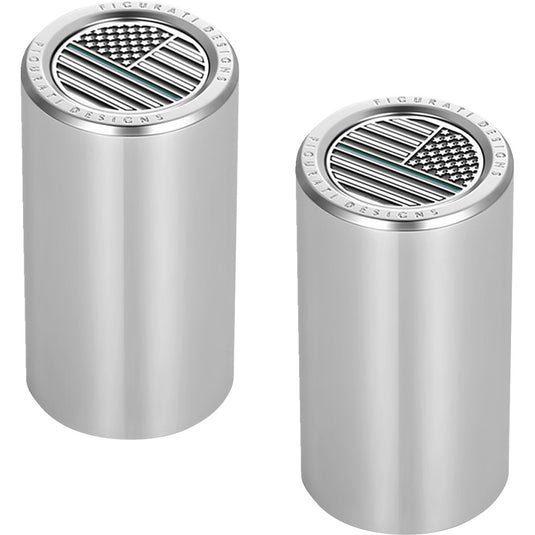 Figurati Designs FD72-DC-2545-SS Docking Hardware Cover - Stainless Steel with Long Green Line American Flag Skull
