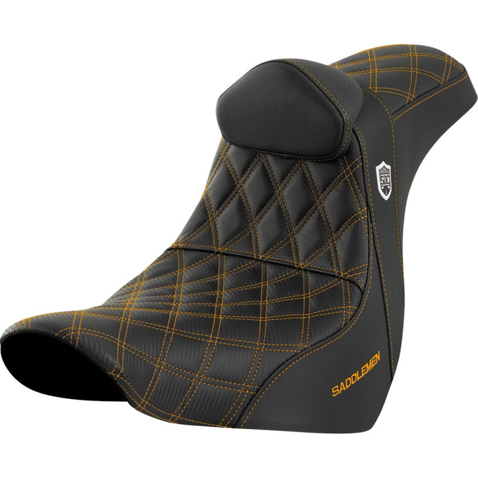 Saddlemen SC81829GOLRT Pro Series SDC Performance Gripper Seat with Drivers Backrest - Gold Stitching