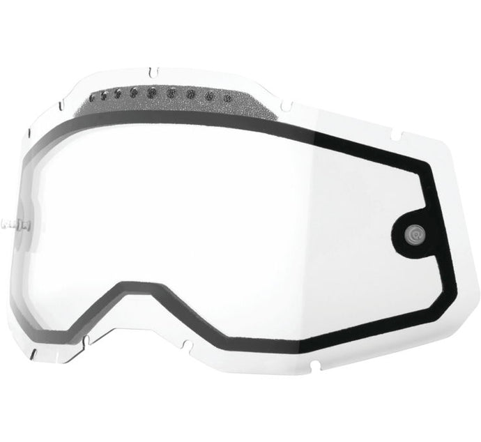 100% Replacement Dual Vented Lens for Racecraft 2/Accuri 2/Stratus 2 Goggles - Clear
