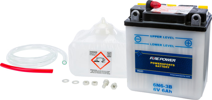 Fire Power 6N6-3B Conventional 6V Standard Battery with Acid Pack