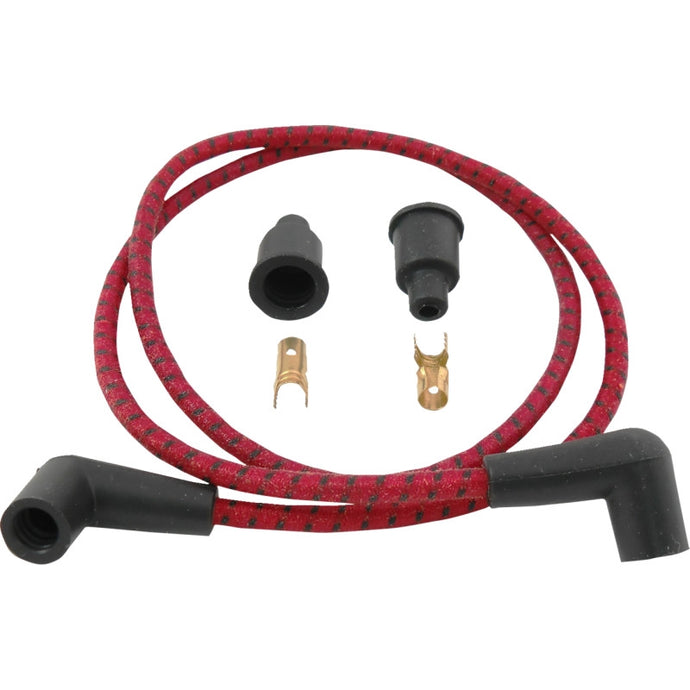 Drag Specialties 2104-0398 Universal Braided Spark Plug Wires - Red/Black