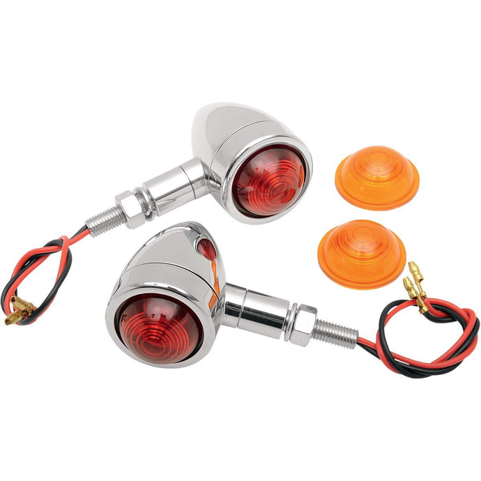 Drag Specialties 2040-0532 Custom Bullet Marker Lights - Chrome Housing - Amber/Red Lens