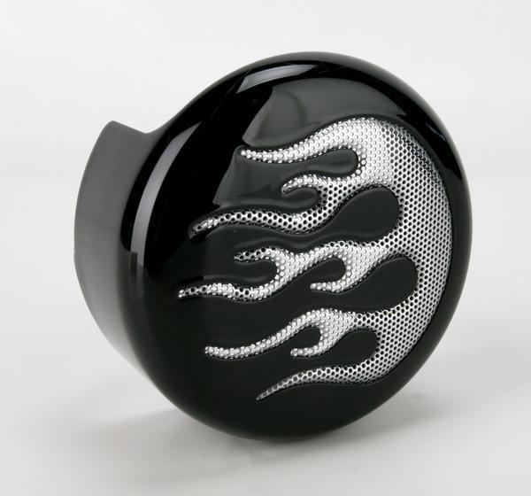 Drag Specialties 2107-0053 Horn Cover - Black with Chrome Flame
