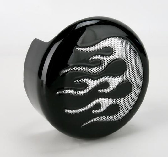 Drag Specialties 2107-0053 Horn Cover - Black with Chrome Flame