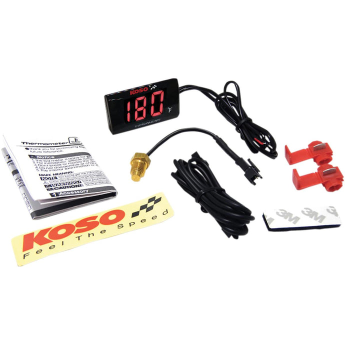 Koso North America BA024R10 Super Slim Water Temperature Gauge - 2.22in. W x 1.06in. H x .43in. D