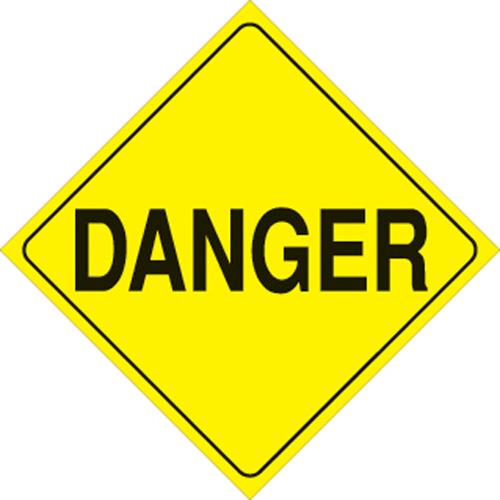 Voss 401 DAN YR 12x12in. Reflective Trail Sign - Danger (Yellow/Black)