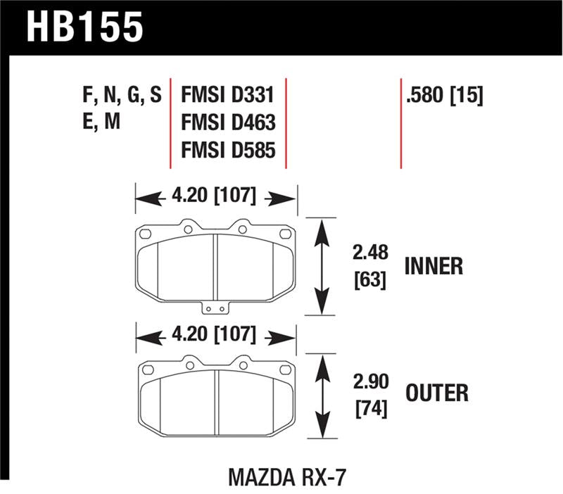 Load image into Gallery viewer, Hawk Performance HB155F.580 HAWK HPS Brake Pad Sets
