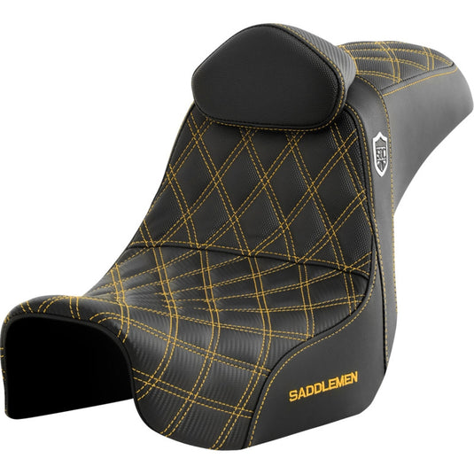 Saddlemen SC80604GOLRT Pro Series SDC Performance Gripper Seat with Drivers Backrest - Gold Stitching
