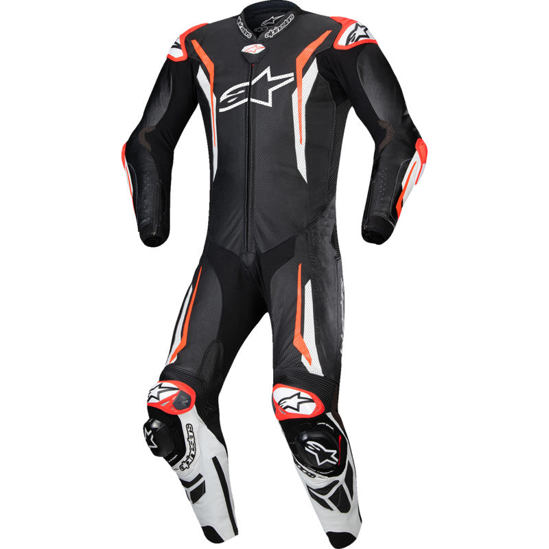 Load image into Gallery viewer, Alpinestars GP Tech v5 1-Piece Leather Suit (38, Black/White/Red Fluo)
