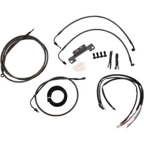 La Choppers LA-8012KT2B-16M Complete Handlebar Cable/Brake & Clutch Line/Wire Kit - Midnight Black