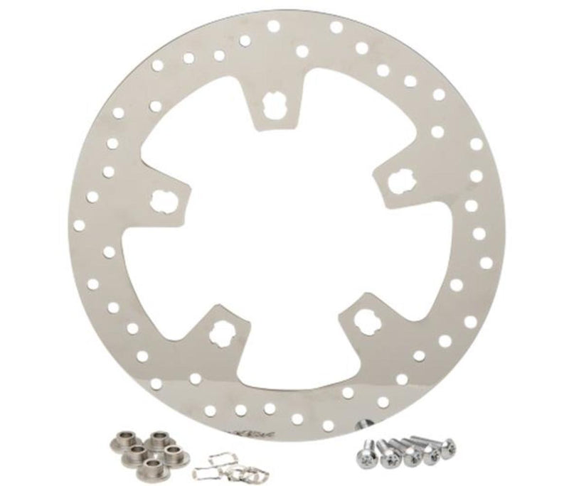 Drag Specialties 1710-2403 Polished Stainless Steel Drilled Brake Rotor