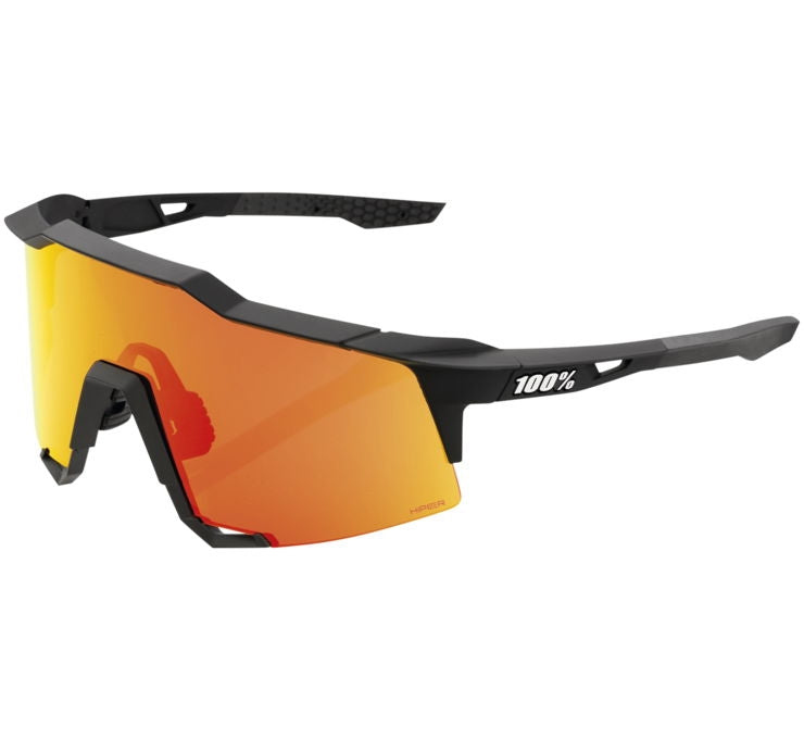 100% Speedcraft Sunglasses Soft Tact Black / Red Lens Black