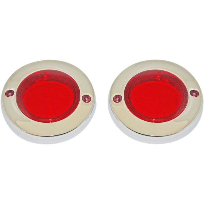 Custom Dynamics PB-FLAT-BEZ-CR Probeam Bullet Turn Signal Adapters - Chrome/Red Lens