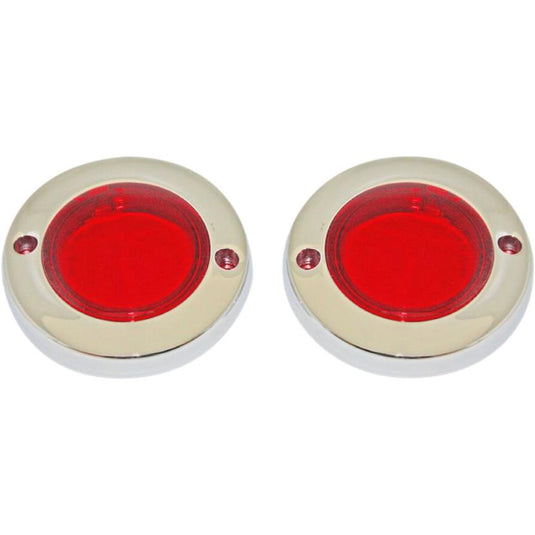 Custom Dynamics PB-FLAT-BEZ-CR Probeam Bullet Turn Signal Adapters - Chrome/Red Lens