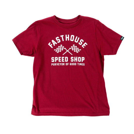 Fasthouse Crossroad SS Youth T-Shirt (X-Large, Cardinal)