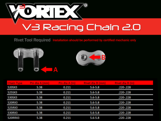 Vortex Racing 520RX3-RCL VTX Chains