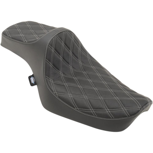 Drag Specialties 0804-0733 Predator III Seat - Double Diamond - Silver Thread
