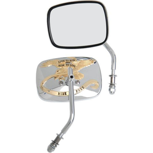 Drag Specialties 0640-0476 Live To Ride Custom Mirror - Gold