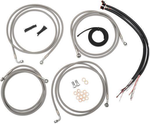 La Choppers LA-8006KT2B-19B Complete Handlebar Cable and Brake Line Kit - Black Vinyl/Stainless