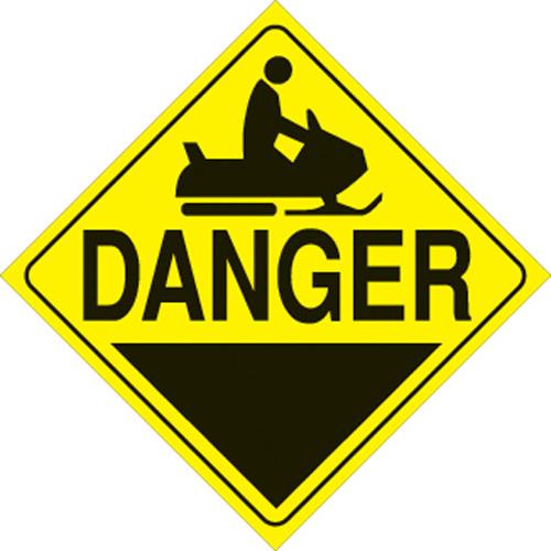 Voss 403 DA YR 12x12in. Reflective Trail Sign - Snowmobile Danger (Yellow/Black)