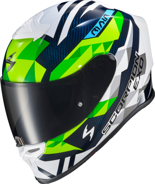Scorpion Exo-R1 Air Carbon Rastor Helmet (Large, Green/White/Blue)