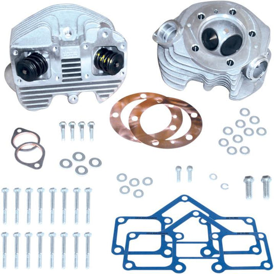 S&S Cycle 90-1498 Super Stock Cylinder Heads (Rubber Band Intake) - Stock Bore - Natural Finish