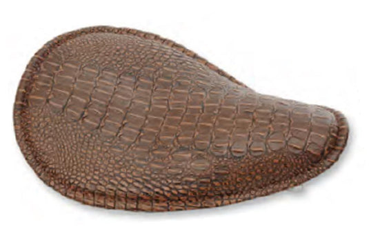 Drag Specialties 0806-0096 Small Low-Profile Spring Solo Seat - Brown Leather Faux Alligator with Brown Stitching