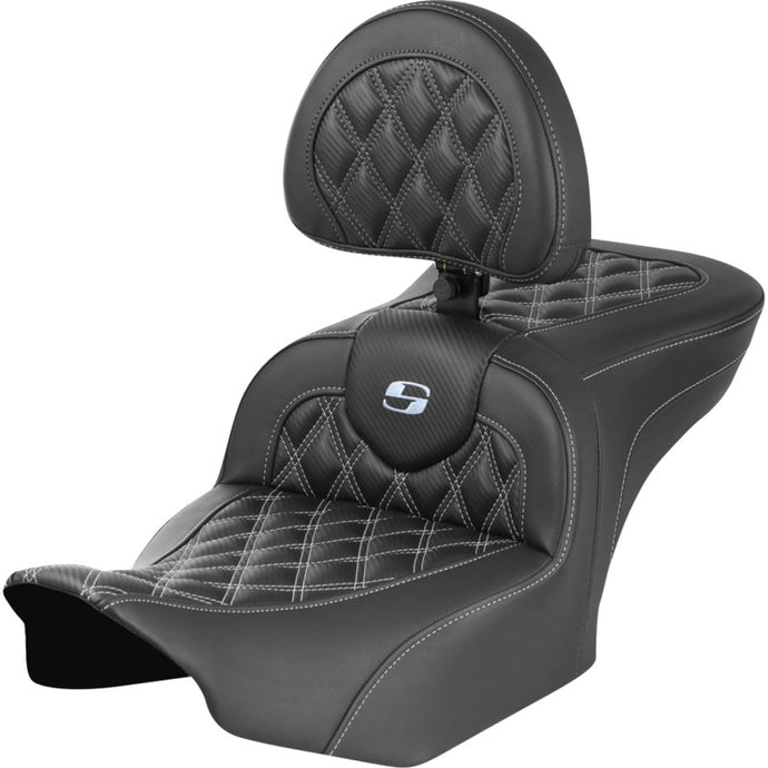 Saddlemen 823-07-206B5 Roadsofa CF LS Seat with Backrest - Silver Stitching