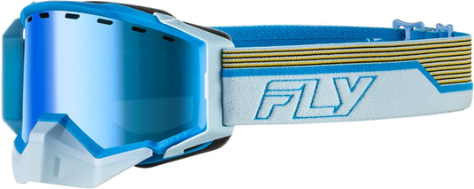 Fly Racing Zone Elite Snow Goggles (One Size Fits Most, Blue/Light Gray / Blue Mirror/Polarized Rose Lens)