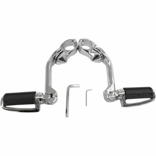 Rivco Products MV125 Highway Pegs with 5in. Mounting Arms - Chrome with Slotted Pegs