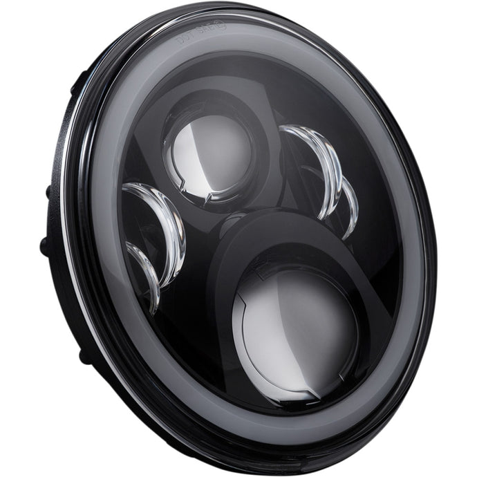 Custom Dynamics CD-7-14-B 7in. LED Halo Headlamp with Harness Adapter - Black